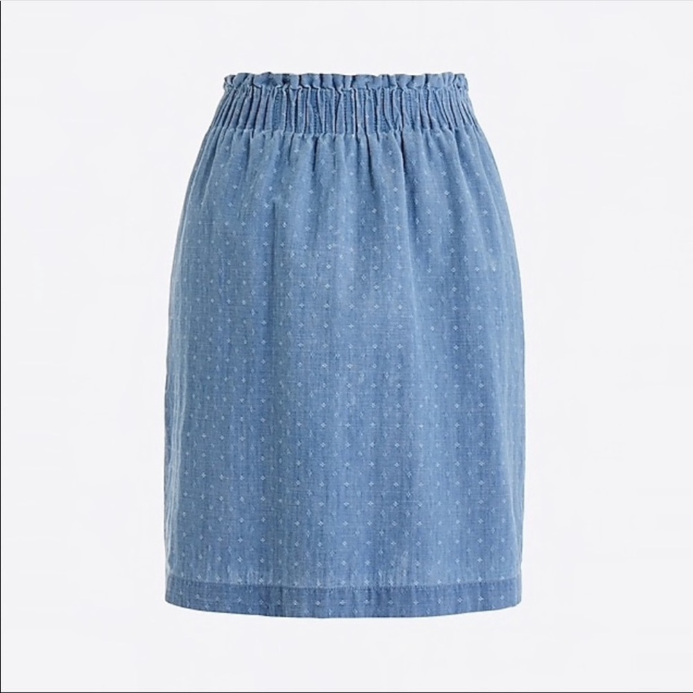 J.CREW Indigo Dobby Chambray Elastic City Skirt